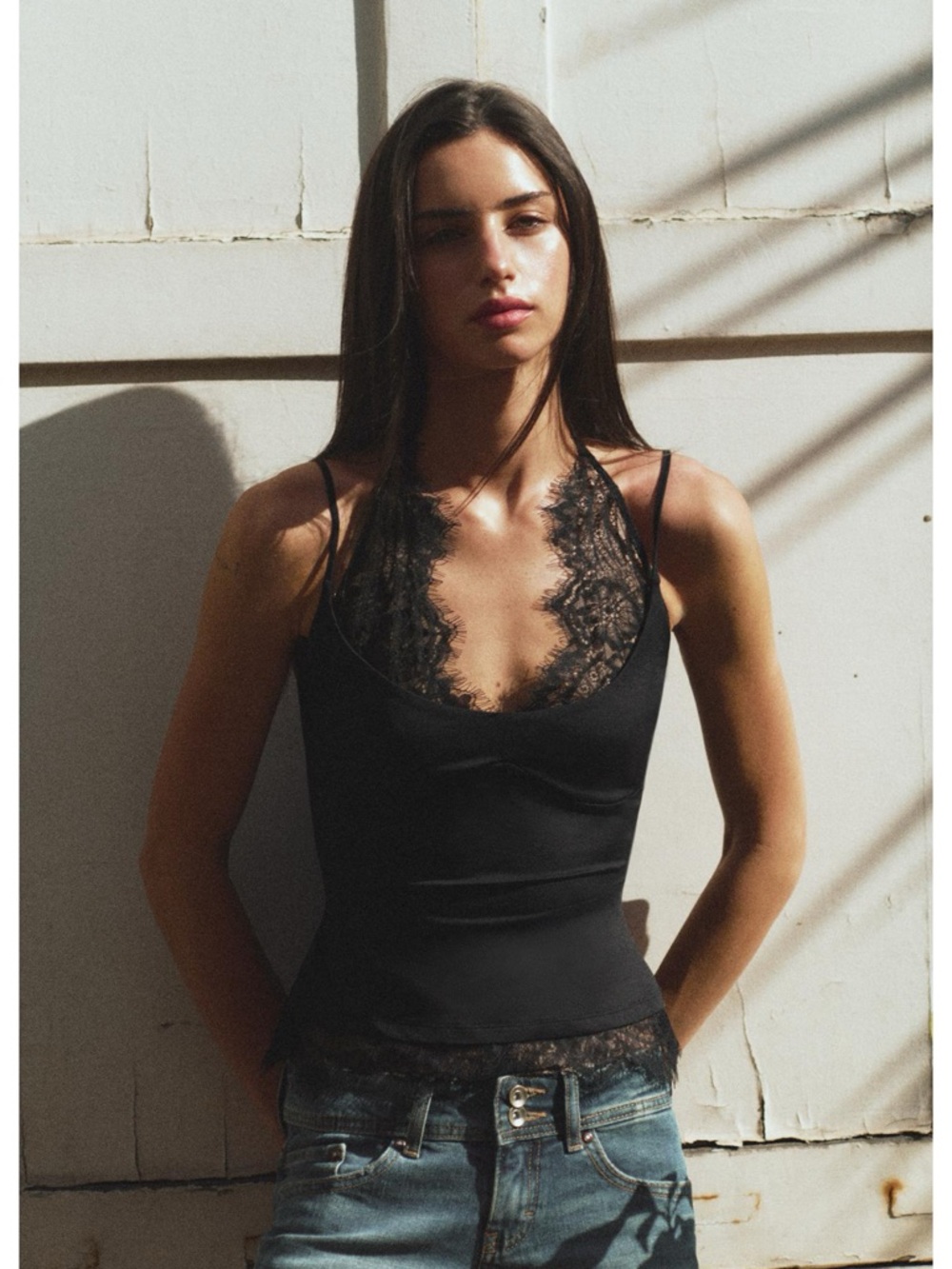 ZARA NWT Mixed Lace Halter Top